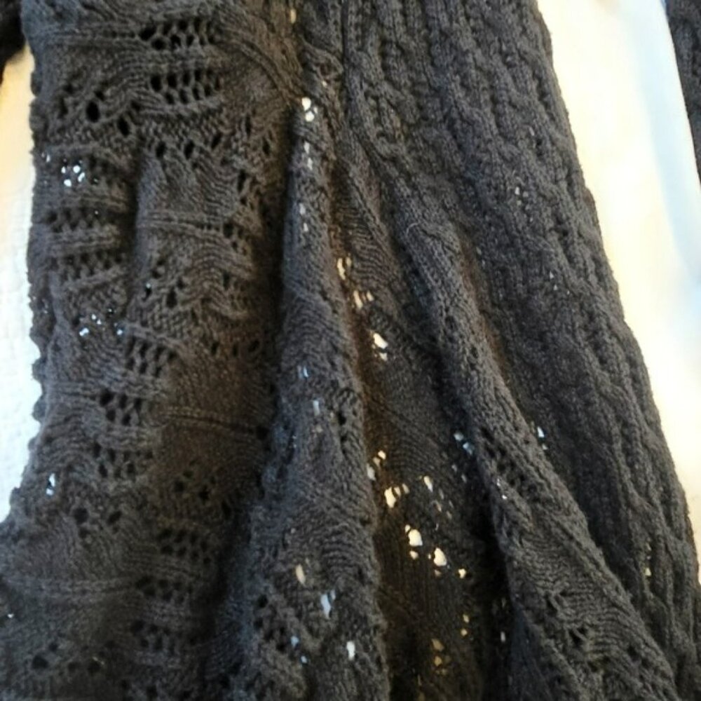 Woman Within Women's Open Front Cardigan Sweater Black Size 1X Long Flowy Knit - Picture 4 of 16